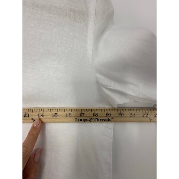 J.Crew Factory Linen Blend Shirt Women XS White Button Up Signature Fit Coastal - Picture 5 of 7